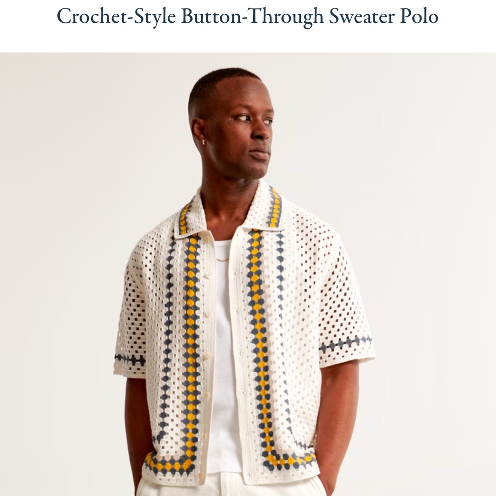 A&F Crochet Style Polo — Size S